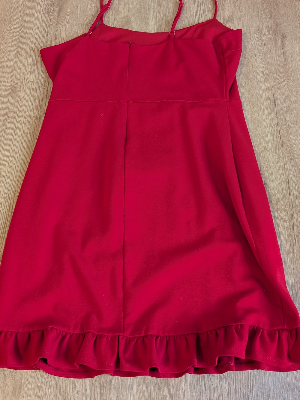 Lulu's Red Spaghetti-Strap Ruffle-Hem Mini Dress - Picture 2 of 4